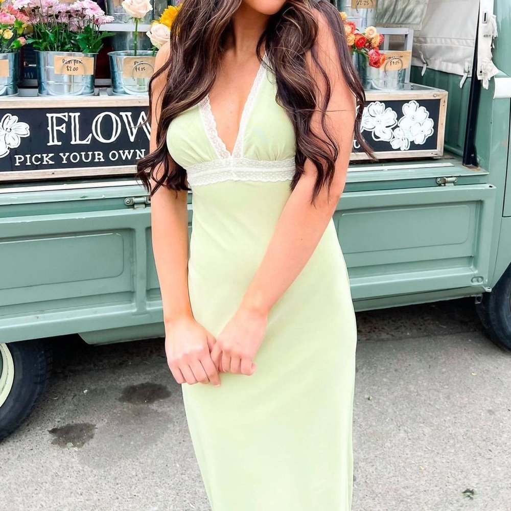Le Lis green lace honeydew dress